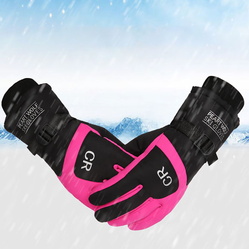 Women Snowmobile Winter Warm Ski Gloves Sports Waterproof Windproof Snow Mitten Adjustable Ski Strap Skiing Glove Cycling Men