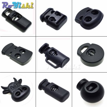 100pcs/pack Cord Lock Toggle Clip Stopper Plastic Black For Bags/Garments