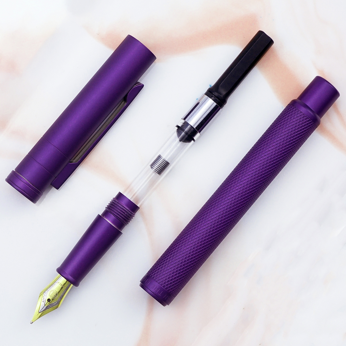 Hongdian Purple Forest Metal Fountain Pen Golden Nib EF/F/Bent Beautiful Tree Texture Excellent Writing Business Office Pen