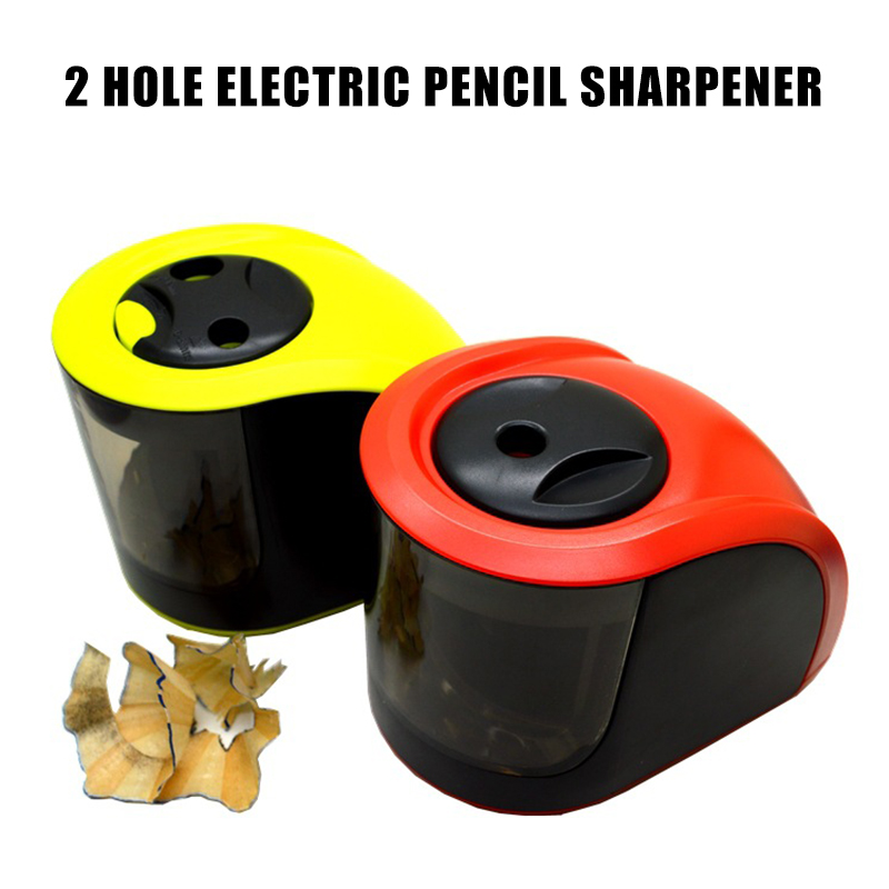 Pencil Sharpeners Battery Operated or USB Powered Pencil Sharpener with Container Double Holes for 6-12mm NC99