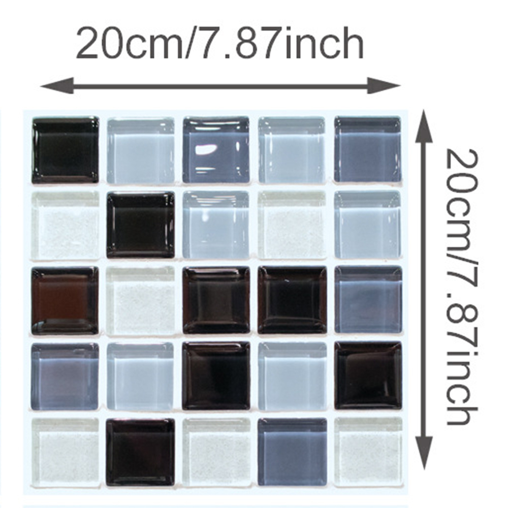 6 Pcs Household Black Mosaic Wall Stair Tile Sticker Bathroom Kitchen Decor Self-adhesive Stickers Waterproof Tool