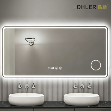 Rectangular LED Bathroom Mirror with Magnifier