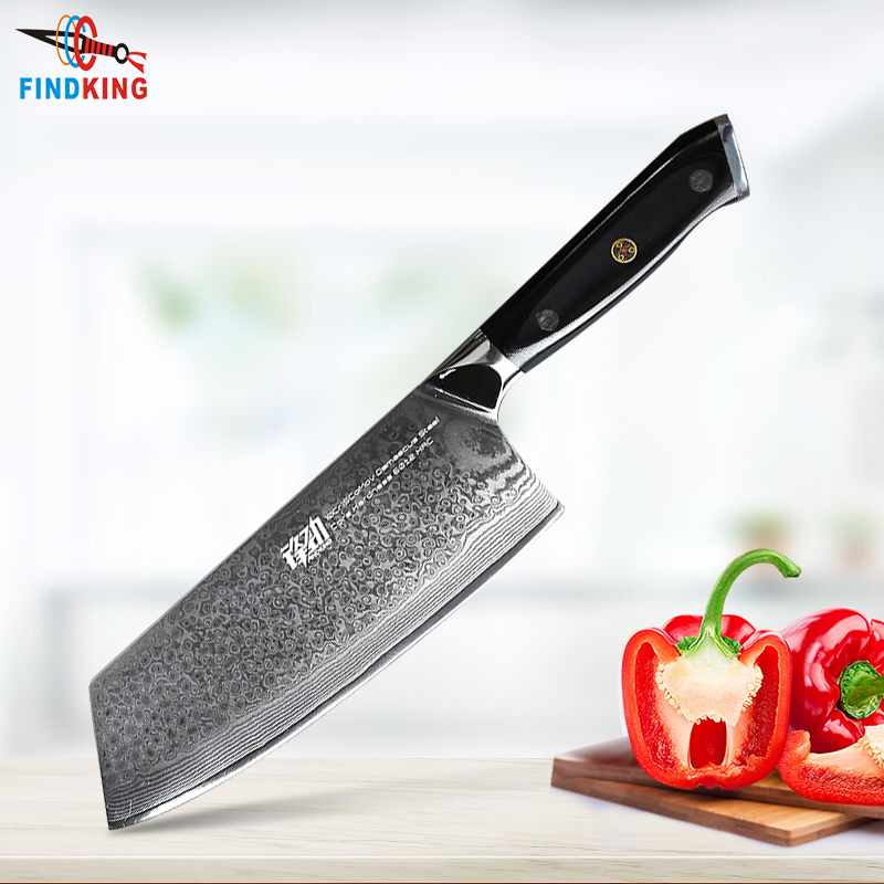 FINDKING G10 handle damascus knife 7 inch Professional butcher knife 67 layers damascus steel kitchen knife Cleaver