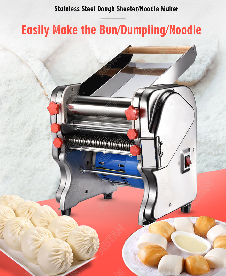 FKM240 Electric Dough Roller Stainless Steel Dough Sheeter Noodle Pasta Dumpling Maker Machine 220V 110V Roller Blade Changable