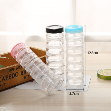 7pcs Refillable Box Transparent Cosmetic Jar Makeup Box Nail Art Tip Glitter Storage Box Organizer Face Cream Lotion Container