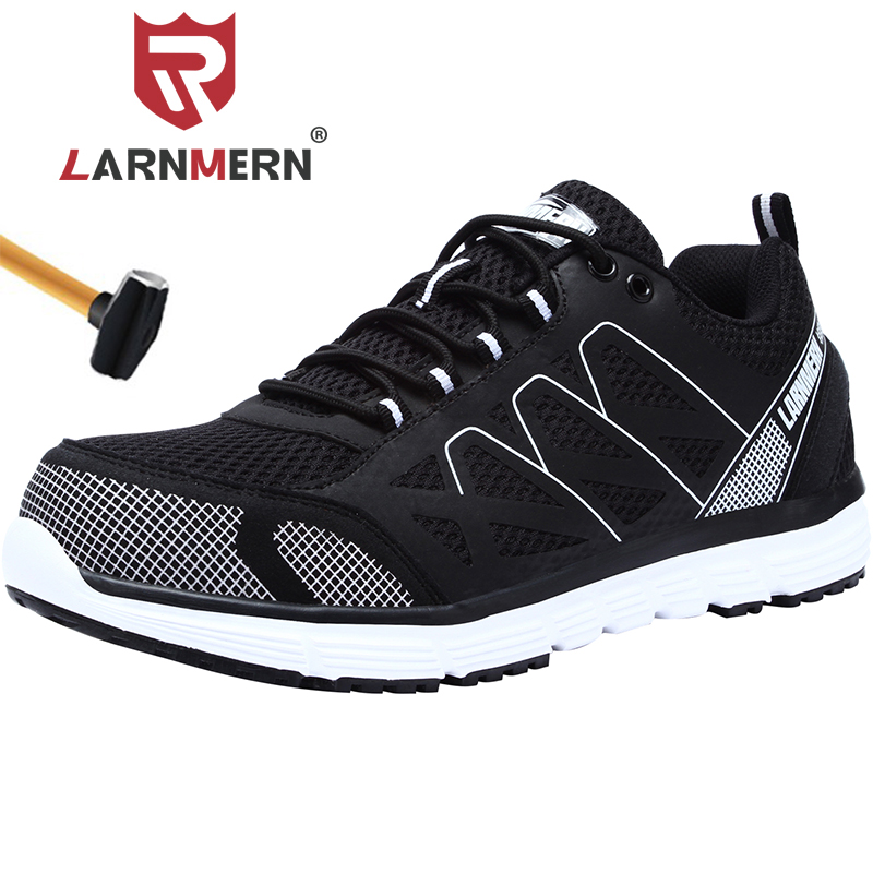 LARNMERN Men's Steel Toe Safety Shoes Lightweight Breathable Anti-puncture Anti-static Non-slip Reflective Work Boots Sneaker