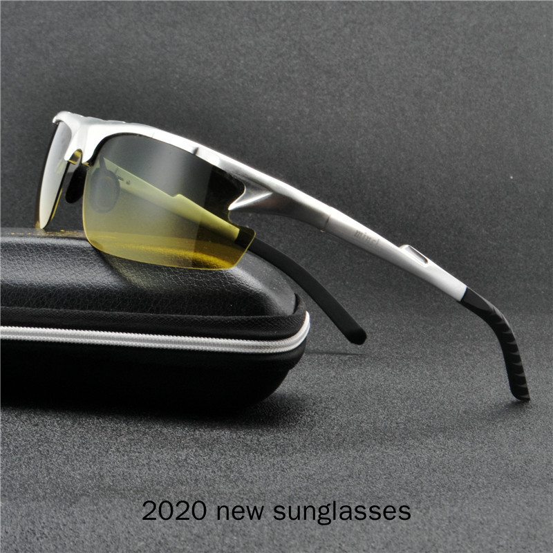 2020 New Square Night Vision Glasses Men Aluminium Yellow Lens Sunglasses Men Polarized Night Driving Goggles UV400 NX