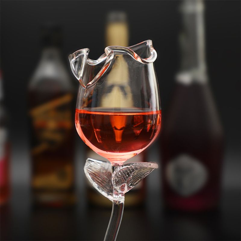 Red Wine Goblet Wine Cocktail Glasses 100ml Rose Flower Shape Wine Glass for Party Barware Drinkware