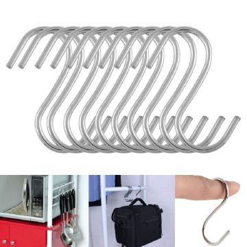 10Pcs S Shaped Hooks Metal S Shaped Hooks S Hook Stainless Steel Multifunctional Sundries Storage Hangers Holder Hooks & Rails