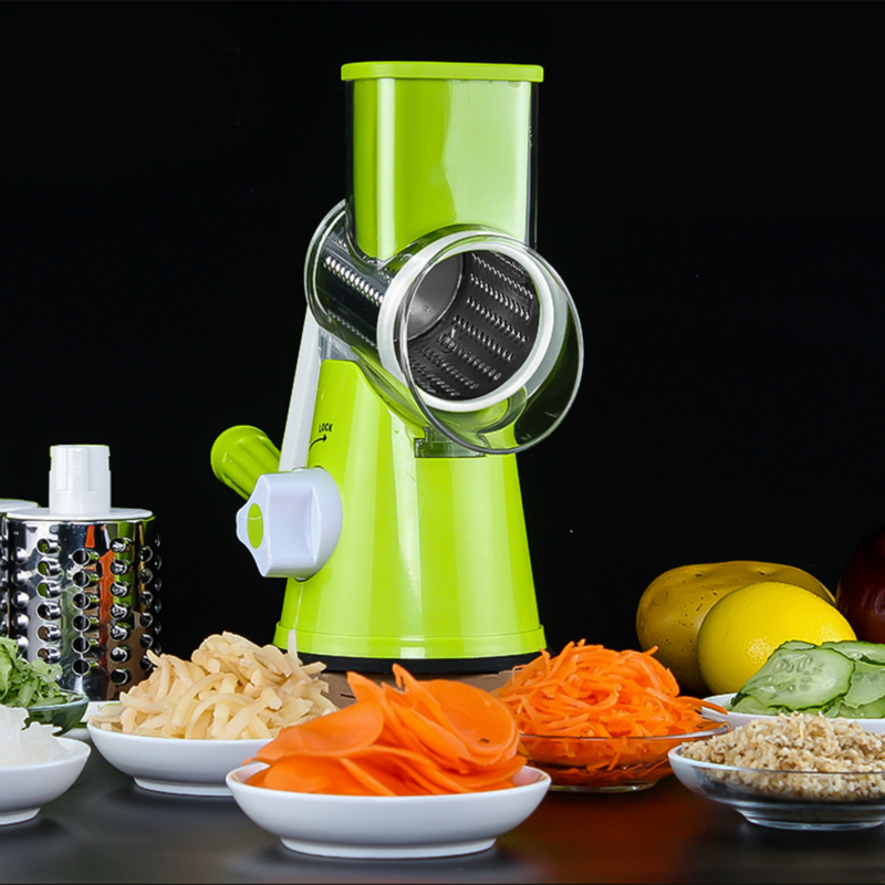 Vegetable Cutter 3 Types Blade Rotary Drum Grater 3 in 1 Manual Rotating Cheese Vegetable Slicers Cutter Fruit & Vegetable Tools