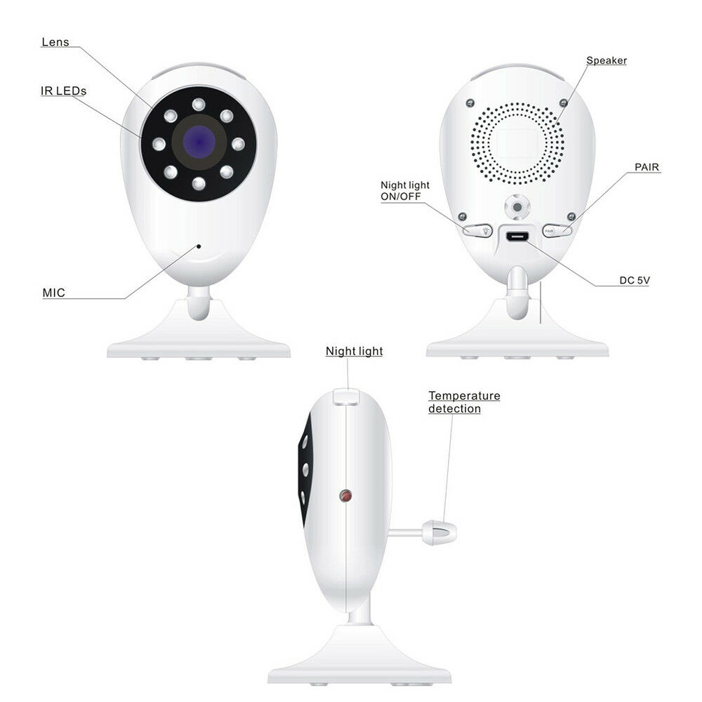 LCD Wireless Baby Monitor Digital Pet Monitoring Instrument Security Camera 2.4 inches with Mic for House Room Mini Size