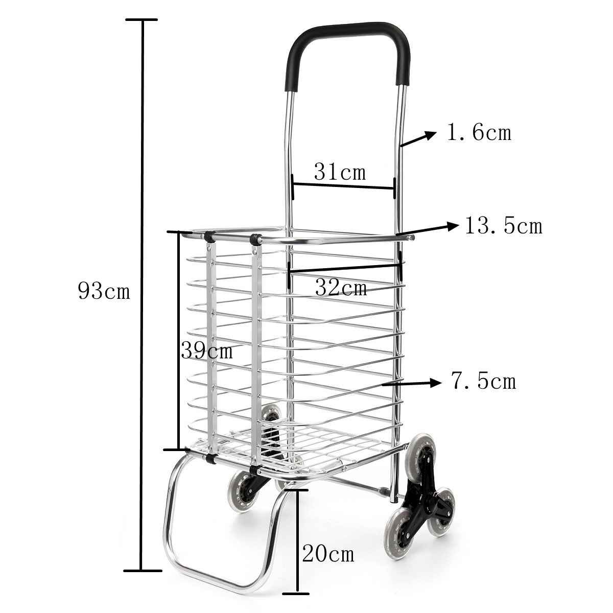 6 Wheels Shopping Carts Trolley Aluminium Foldable Luggage Trolleys Carts Folding Portable