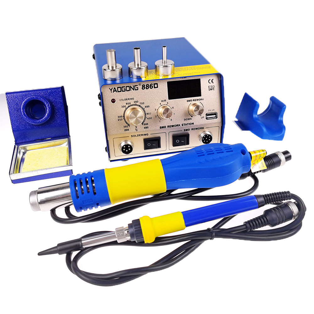 Electronic Product Welding Yaogong 886D Hot Air Gun Soldering Station Chip Removal Mobile Phone Repair