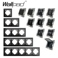 EU DIY Black Crystal Glass Push Button Reset Curtain USB Cat 6 EU French Switch Socket Round Back Wallpad L6 Fit EU Box