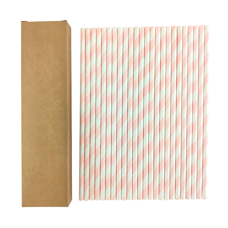 24pcs in pack Paper Straws Disposable Foil Striped Drinking Straws Biodegradable Cocktail Paper Straws Drink Tool EOC Single Use