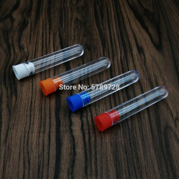 20Pcs 12*60mm Clear Plastic Test Tubes Vials With Color Caps, Empty Scented tea Tubes,bridal shower gift,School Lab Supplies