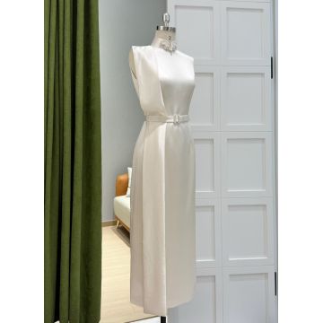 Satin Belted Sleeveless See you Bai Jinyue