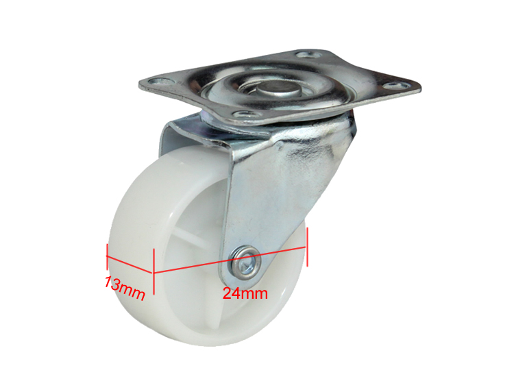 1 inch white nylon Caster/Wheel,Small furniture caster/wheel,without Bearing,For Coffee table, desk, small cupboard