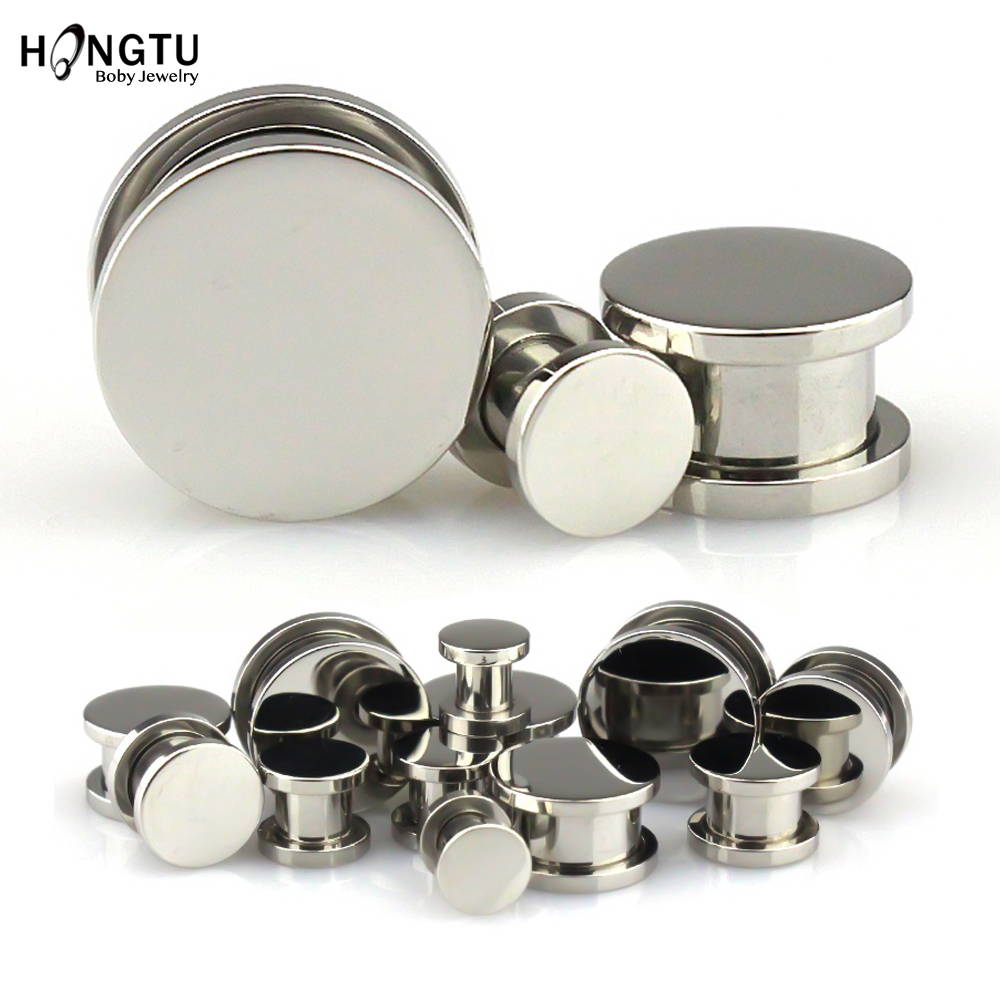 HONGTU 2PC Mirror Ear Gauges Stainless Steel Ear Tunnels Plugs Piercing Jewelry Ear Stretchers Expander Plugs and Tunnels 6-16mm