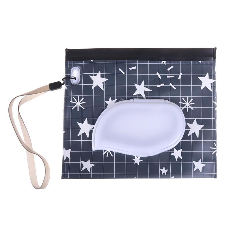 Easy-carry Clutch and Clean Wipes Carrying Case Eco-friendly Wet Wipes Bag Clamshell Cosmetic Pouch Snap-strap Wipes Container