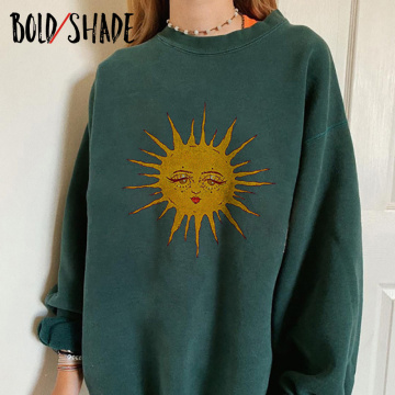 Bold Shade Streetwear 90s Indie Clothes Aesthetic Crewneck Sweatshirts Long Sleeve Print Urban Fashion Skater Women Hoodies 2021