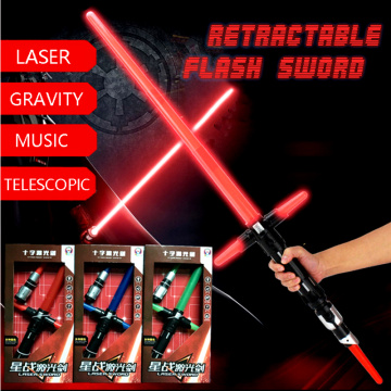 Cross Lightsaber Laser Sword Toy Induction Luminous Sound Retractable Flash Sword Can Assemble Children's Toy Plastic Lightsaber