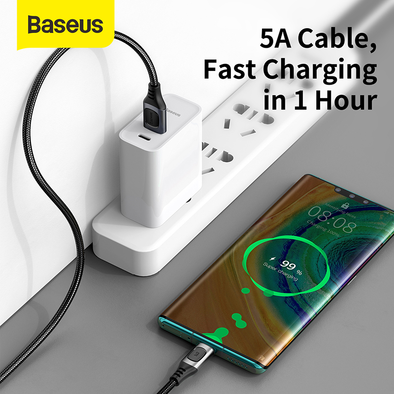 Baseus Cable USB Type C 5A for Xiaomi mi Samsung Huawei Note Type C USB Wire Quick Charger Cable Fast Charging Cord for iPad Pro
