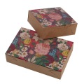 10pcs Kraft Paper Vintage Flowers Design Paper Box 4/6 Cupcakes Cookies Candy Baking DIY Party Favors Gifts Packaging boxes