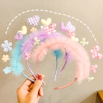 New Girls Cute Heart Flower Lace Hairbands Party Headband Hair Ornament Tiaras Kids Lovely Hair Hoops Fashion Hair Accessories