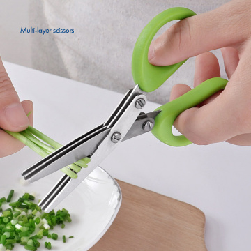 Multipurpose Herb Scissors 3-Layers Scissors Stainless Steel Blades Time-Saving Kitchen Vegetables Cutting Shears Chop Scissor