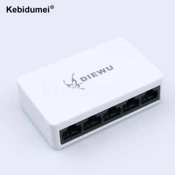 kebidumei 10/100Mbps 5 Ports Network Switch Fast Switch LAN Ethernet Network Switch Adapter with EU/US Power Supply