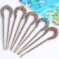 Chinese Style Hair Sticks Pick Metal Rhinestone Hair Chopsticks Rhinestone Hairpin Wedding Hair Pins Clip Jewelry Accessories