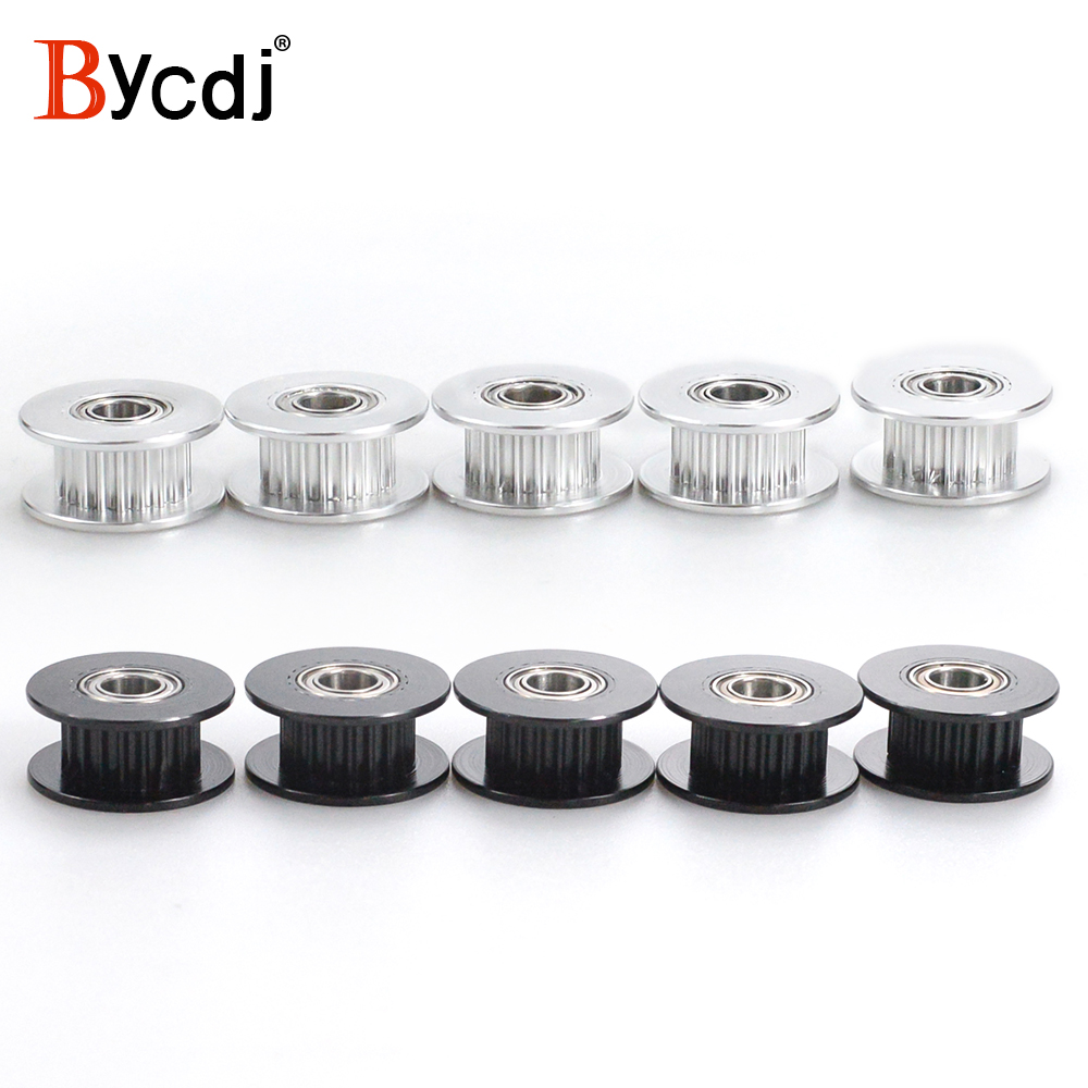 5pcs 2M 2GT 20 Teeth Synchronou Idler Pulley Bore 5mm Black with Bearing for GT2 Open belt Width 10MM 20teeth 20T Wheel