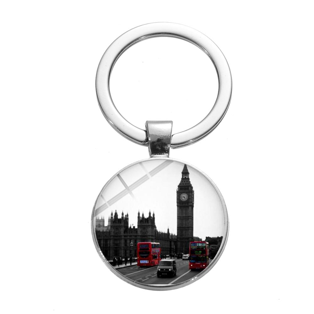SONGDA London Double-decker Bus Charm Keychain Old-Fashion Hippie Sightseeing Bus Car Key Chain England Souvenirs Key Ring Gifts
