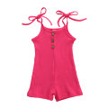 0-18M Newborn Baby Girls Rompers Solid Sleeveless belt Button Summer Lovely Jumpsuits Clothing