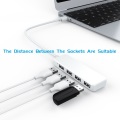 Ultra-thin 4-port USB2.0 Hub 480Mbps High Speed Indicator Light 30cm USB Hub For Multi-device Computer Laptop