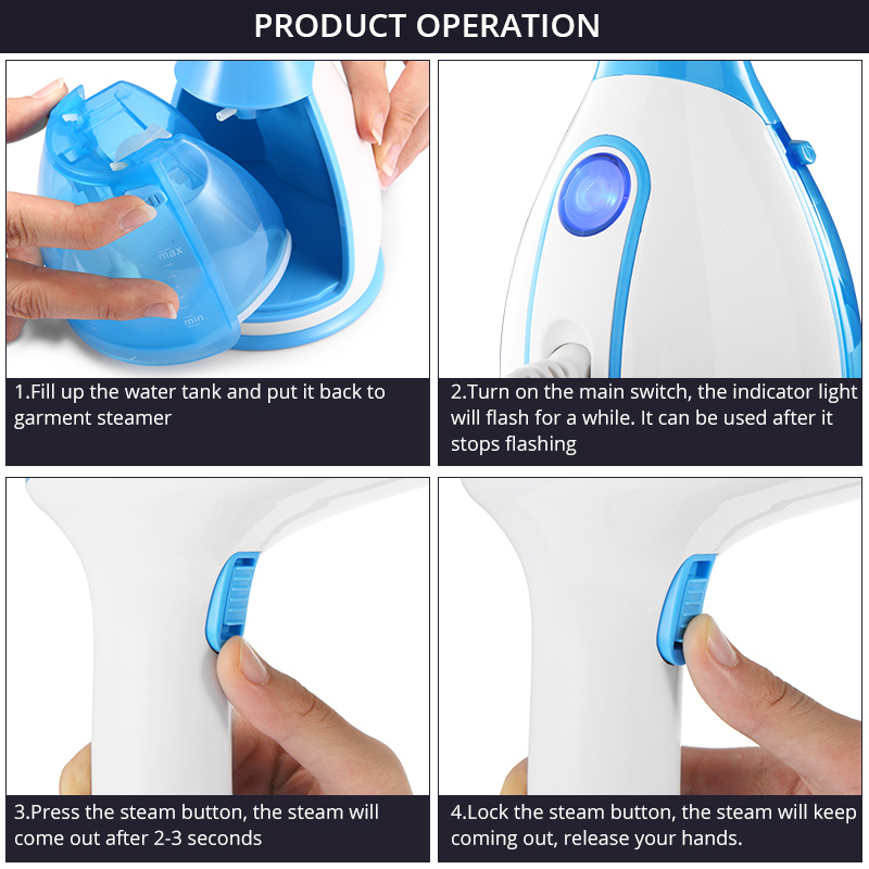 Garment Steamers 280ml Handheld Fabric Steamer 15Seconds Fast-Heat 1500W Garment Steamer for Home Travelling Portable Steam Iron