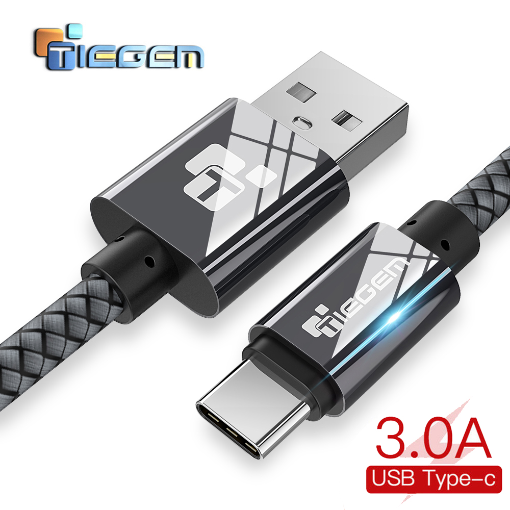 TIEGEM 1M 2M 3M USB Type C Cable USB-C Mobile Phone Fast Charging USB Charge cable for Xiaomi mi 8 / honor 9x / Samsung S9 S8