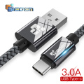 TIEGEM 1M 2M 3M USB Type C Cable USB-C Mobile Phone Fast Charging USB Charge cable for Xiaomi mi 8 / honor 9x / Samsung S9 S8