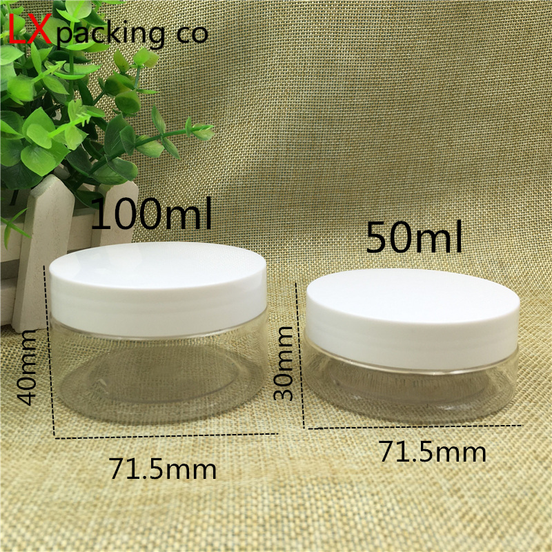40 PCS Free Shipping 50 80 100 150 200 250 ML Clear Plastic Packaging Bottles White Lid Spice Container Bank With Seal Sticker