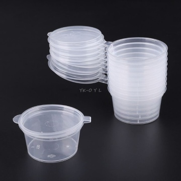 30ml 10pcs Disposable Clear Plastic Sauce Pot Chutney Cups Slime Storage Container Box With Lids Kitchen Organizer