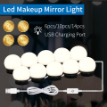 USB LED Makeup Mirror Vanity Light Bulb 2 6 10 14Bulb LED Table Kit Vanity Lights 12V Bathroom Light Stepless Dimmable Wall Lamp