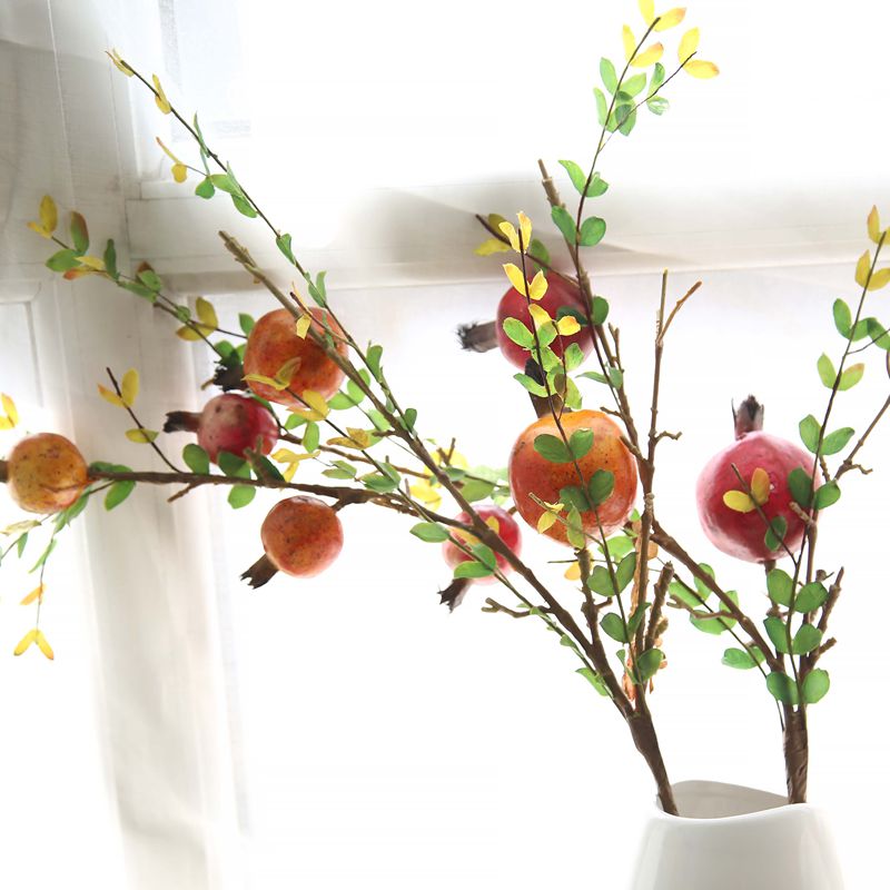 1Pc 4 Heads Artificial pomegranate fruit bean branch berries simulation flowers home decoration wedding fake flowers