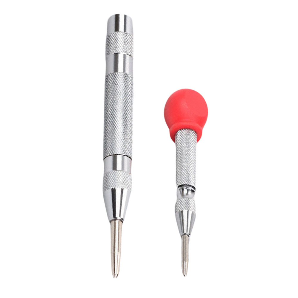 2pcs Automatic Center Pin Punch Woodworking Strikes Surface Hammer Spring Loaded Window Breaker Marking Holes Chisel