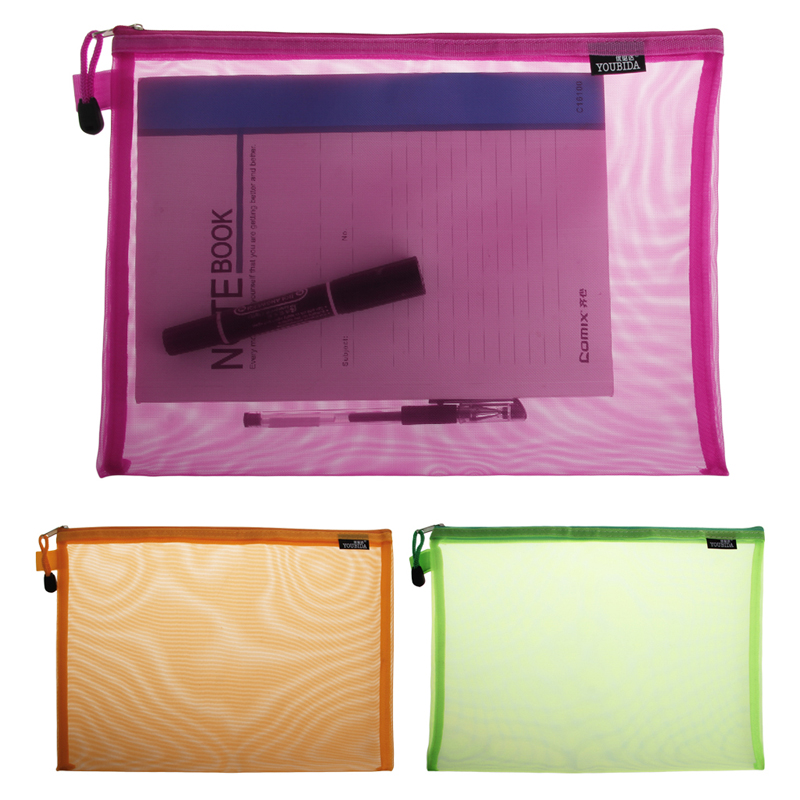 A4 Gridding Waterproof Zip Bag Document Pen Filing Products Pocket Folder Office & School Supplies