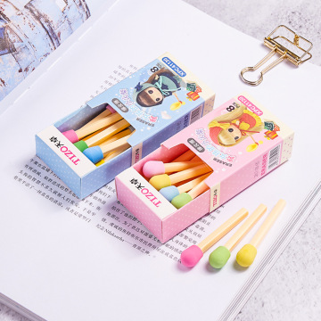 8 pcs/set Cute Kawaii Matches Shape Pencil Eraser Lovely Colored Erasers for Kids Students Gift School Stationery Supplies