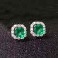 PANSYSEN luxury Green emerald diamond Necklace/Earrings/Ring jewelry set for women solid 925 sterling silver fine jewelry sets