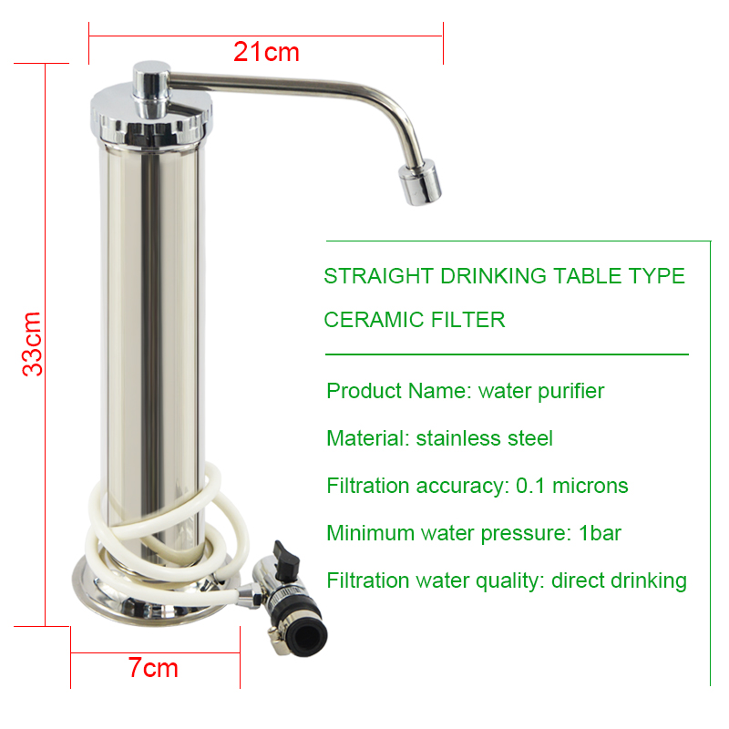 ATWFS Home Cartridge Ceramic Faucet Tap Faucet Filter Water Ionizer Leading Stainless Steel Water Purifier Water Filter