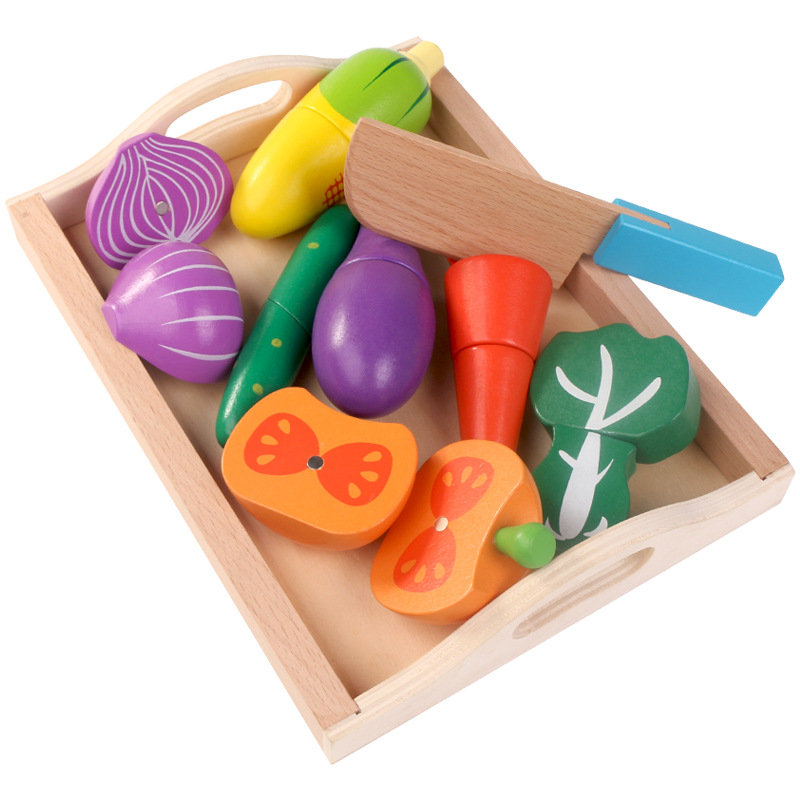 Children Kitchen Toys Montessori Cut Fruits Vegetables Toys Wooden Classic Game Simulation Pretend Play House Educational Toy