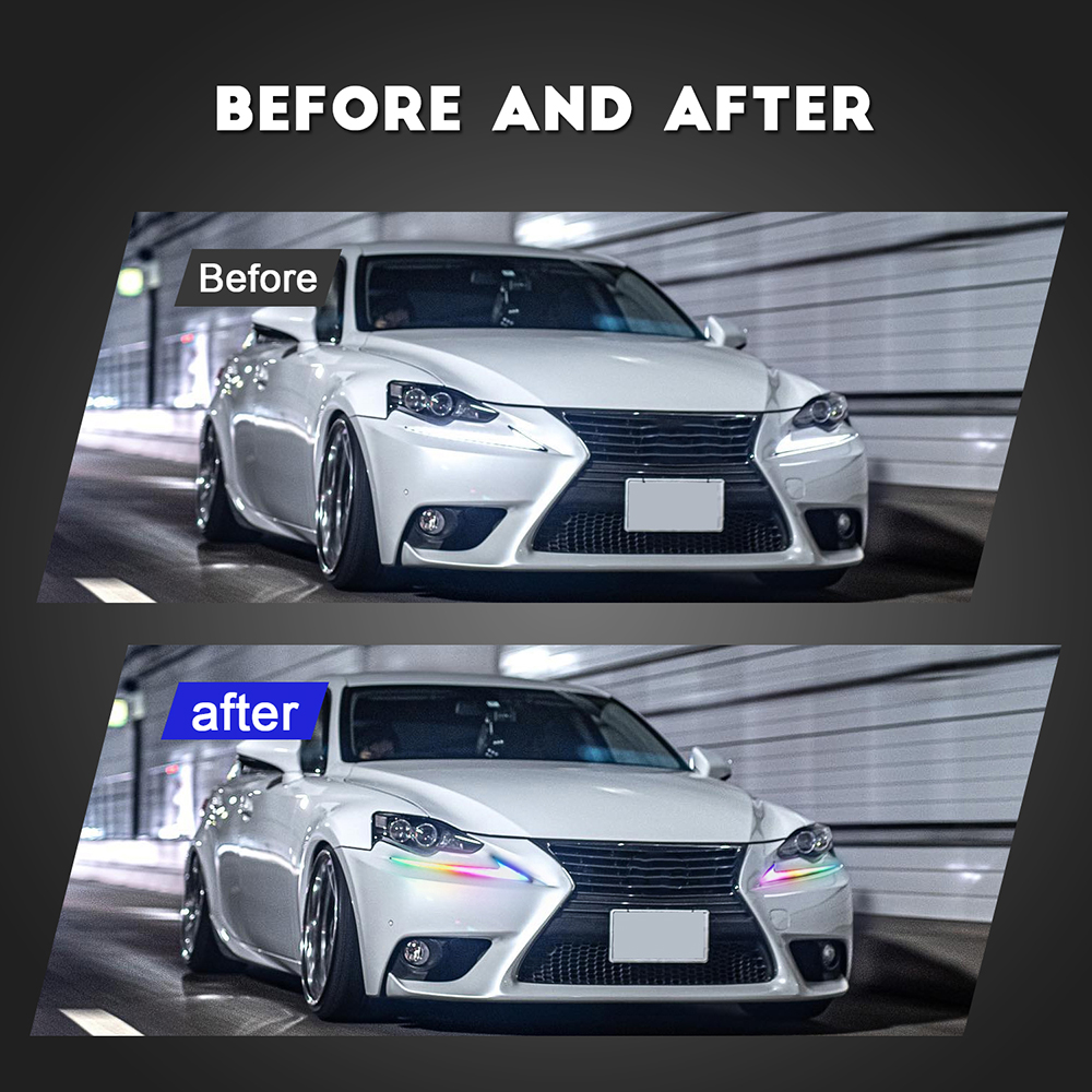 HCMOTIONZ Sequential Turn Signal IS300 IS350 F LED Dazzle RGB Day Running Lights 2013-2016 DRL Headlights For Lexus IS250